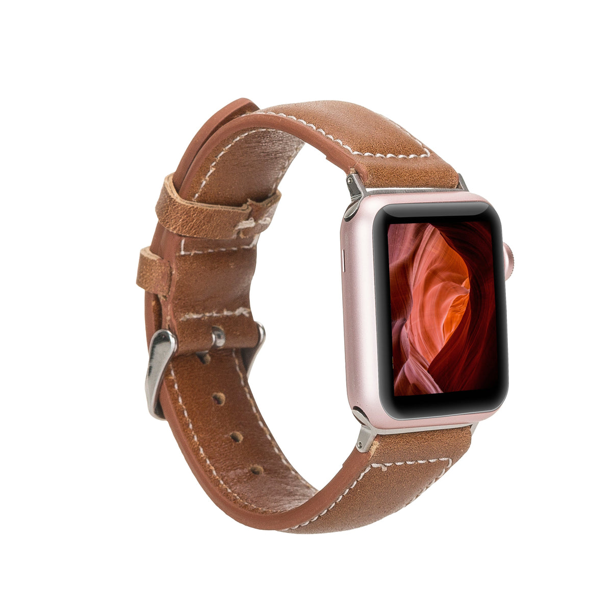 Dominor genuine leather Apple Watch band with stainless steel hardware