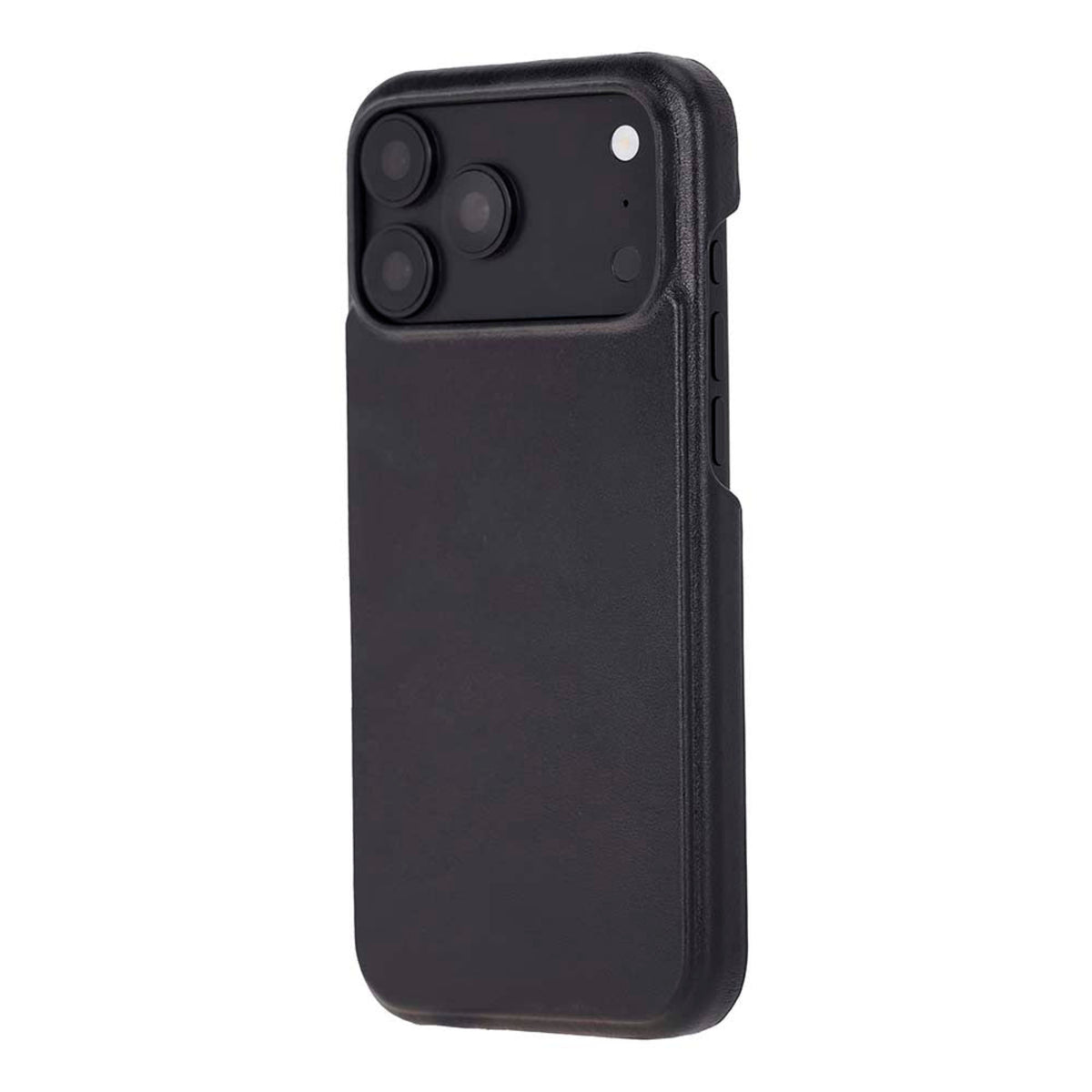 A black protective iphone 18 case with a textured back panel and a raised camera bumper, shown on a plain white background.