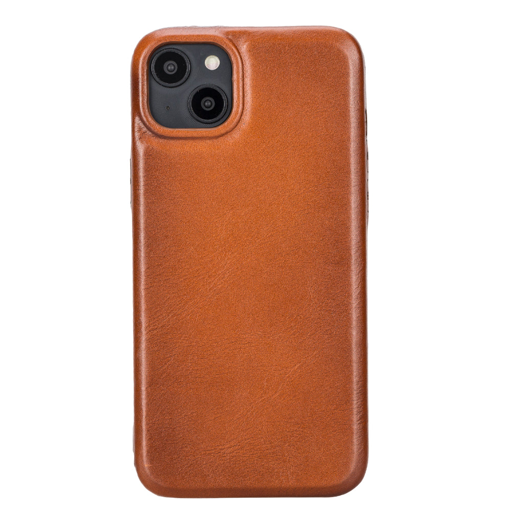 Brown leather phone case on a white background