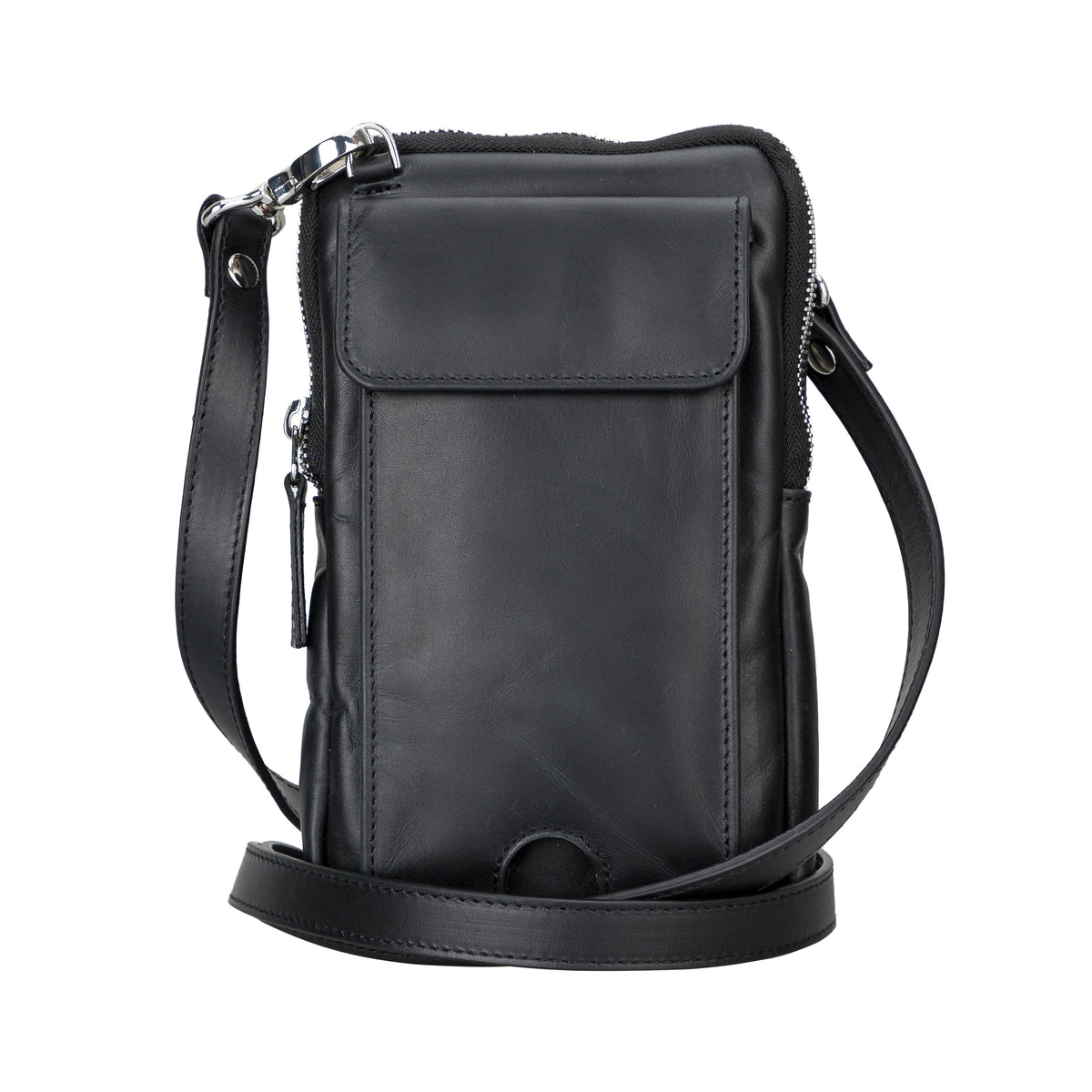 Handmade Nino genuine leather crossbody bag with adjustable strap and multiple compartments