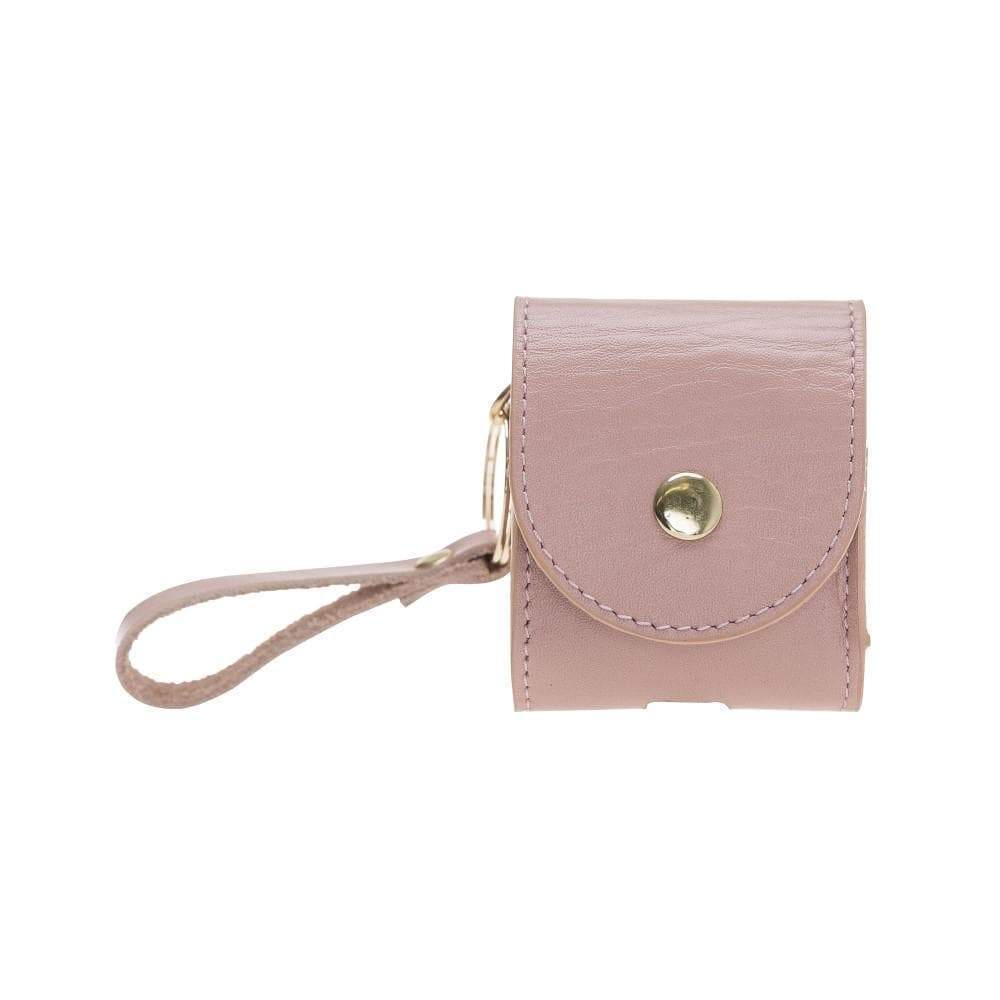 Pink wallet with a strap on a white background