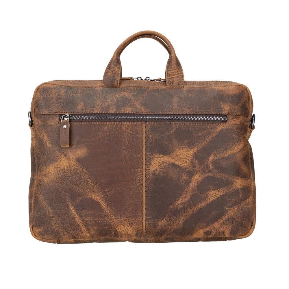 Brown leather briefcase on a white background