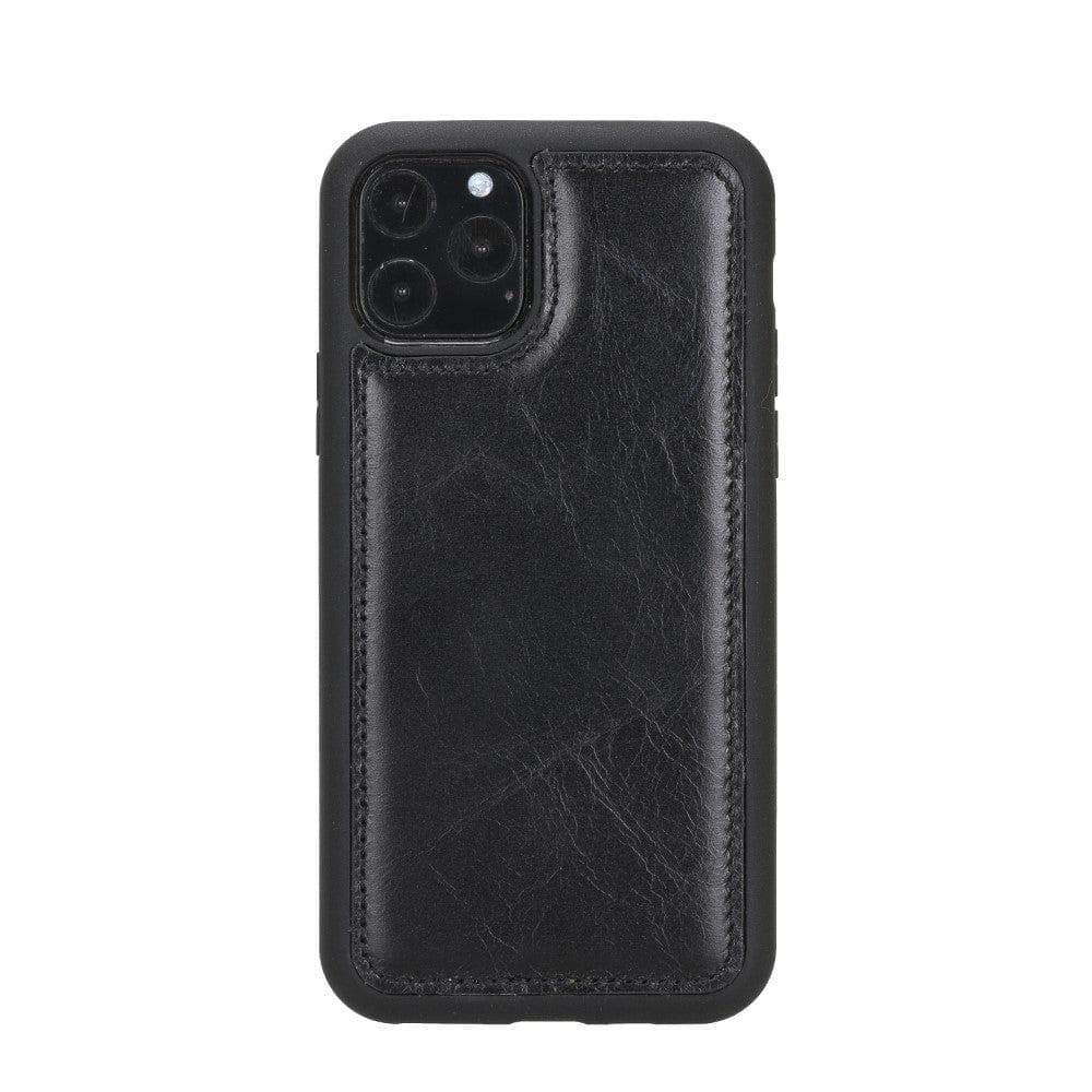 Black leather phone case on a white background