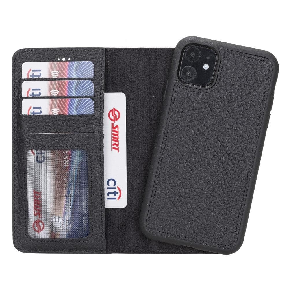 Black phone case with card slots on a white background