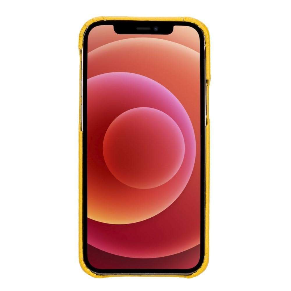 Smartphone with a colorful display and yellow frame on a white background
