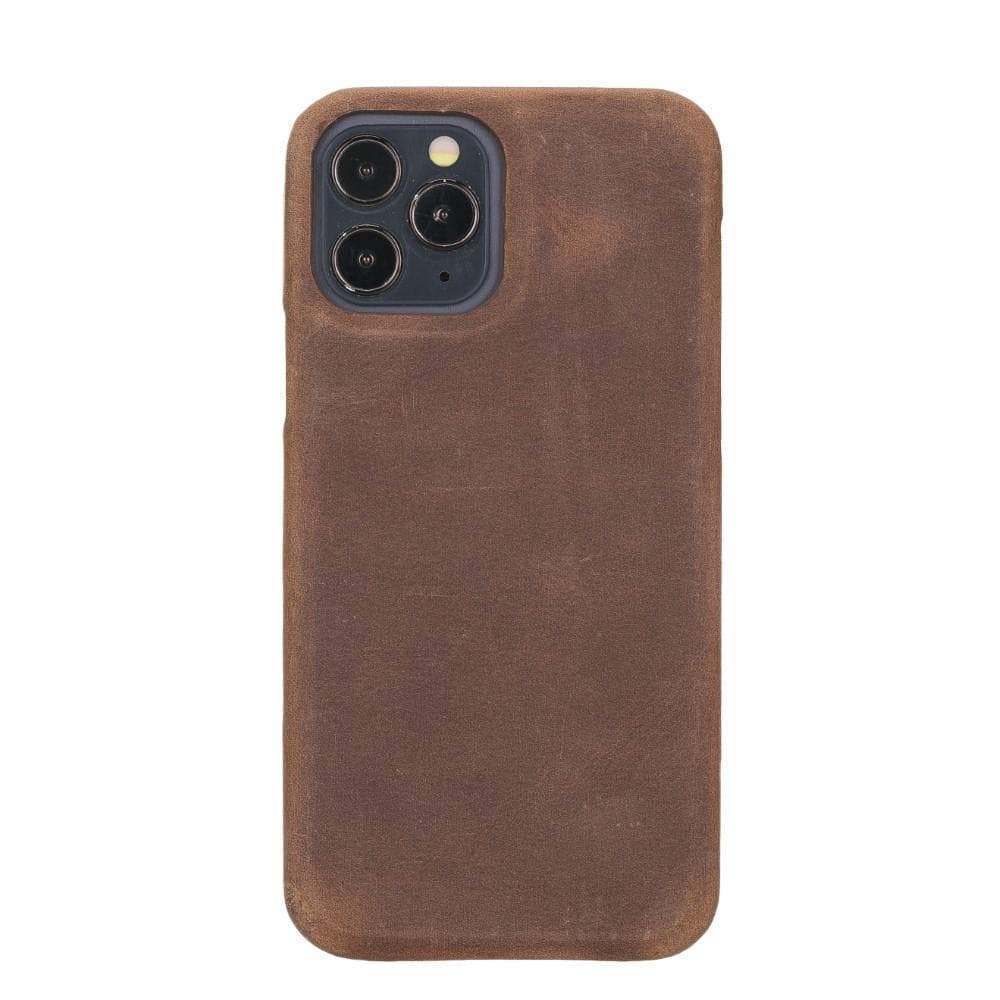 Brown leather phone case on a white background