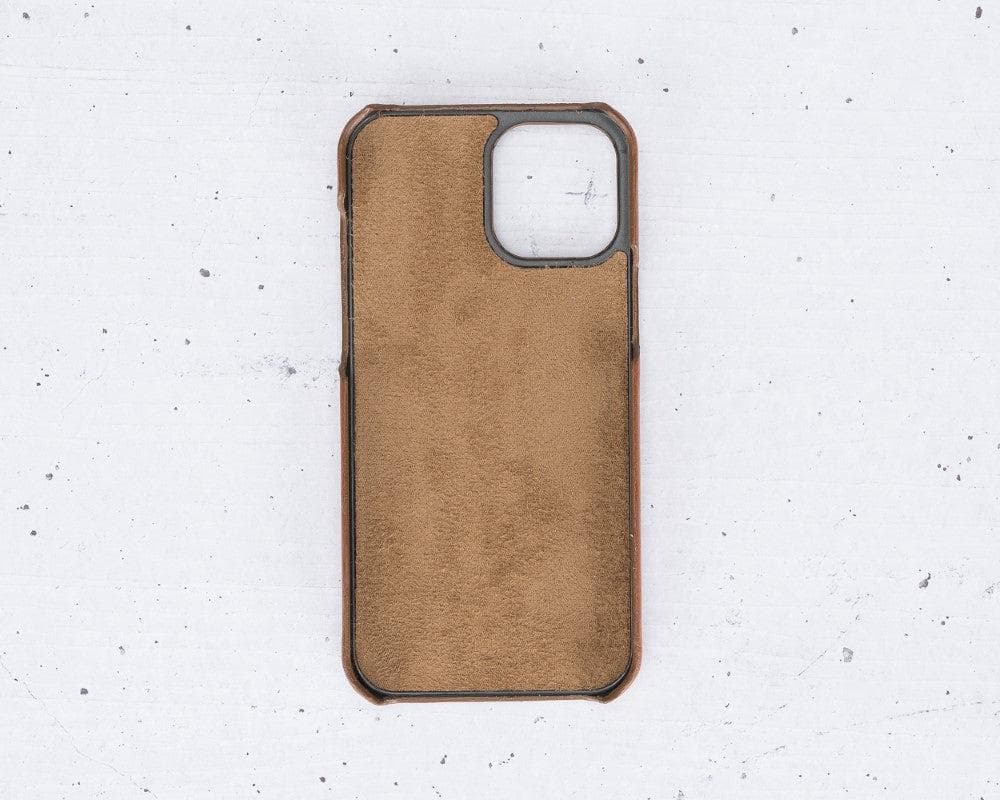 Brown phone case on a light gray textured background