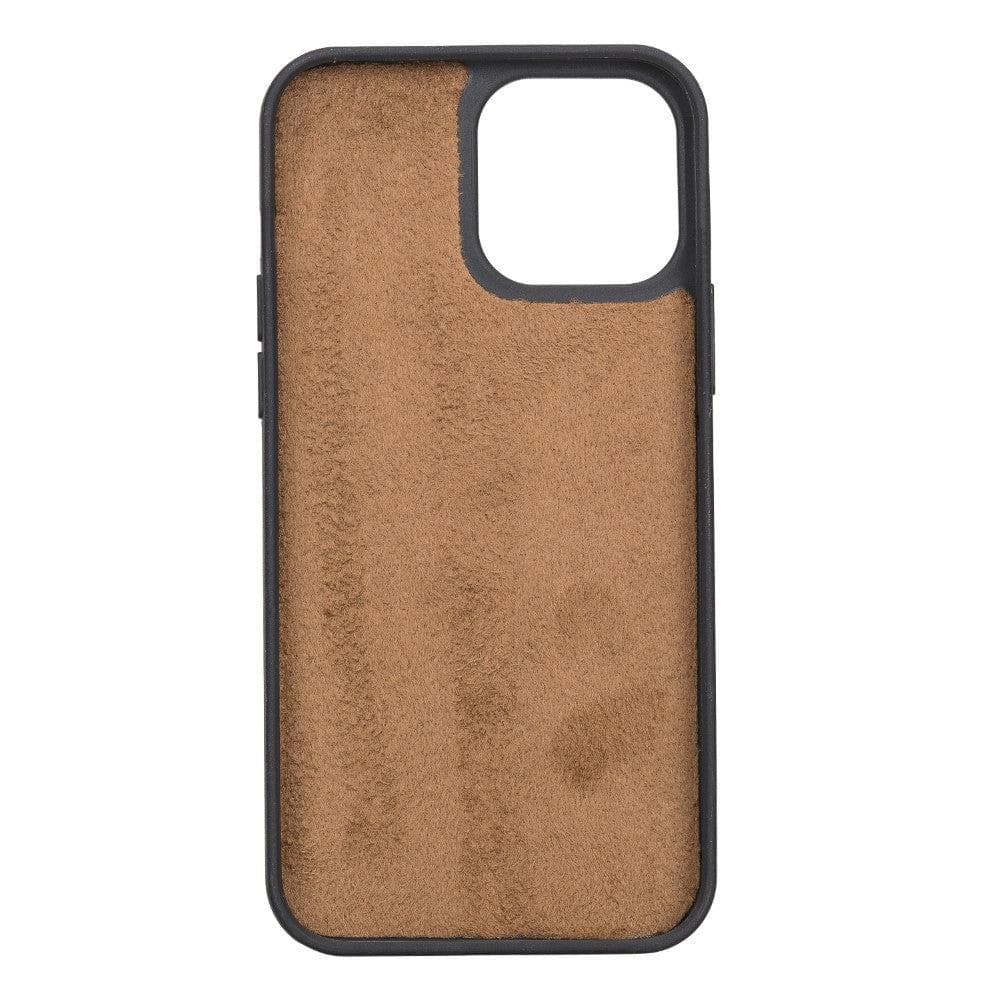 Brown phone case with black border on a white background