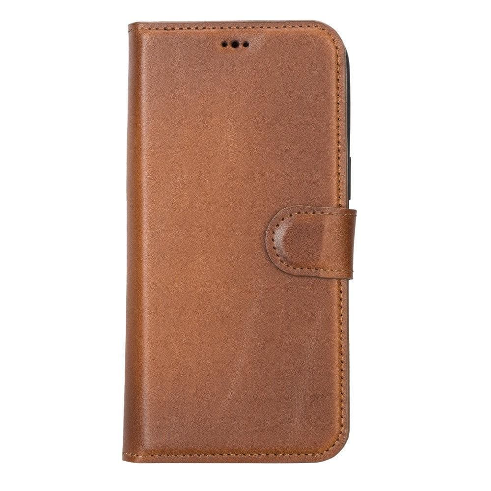 Brown leather phone case on a white background