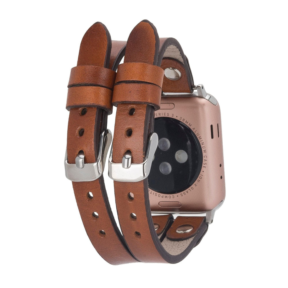 Elegant double band Apple Watch strap with multiple buckle color options
