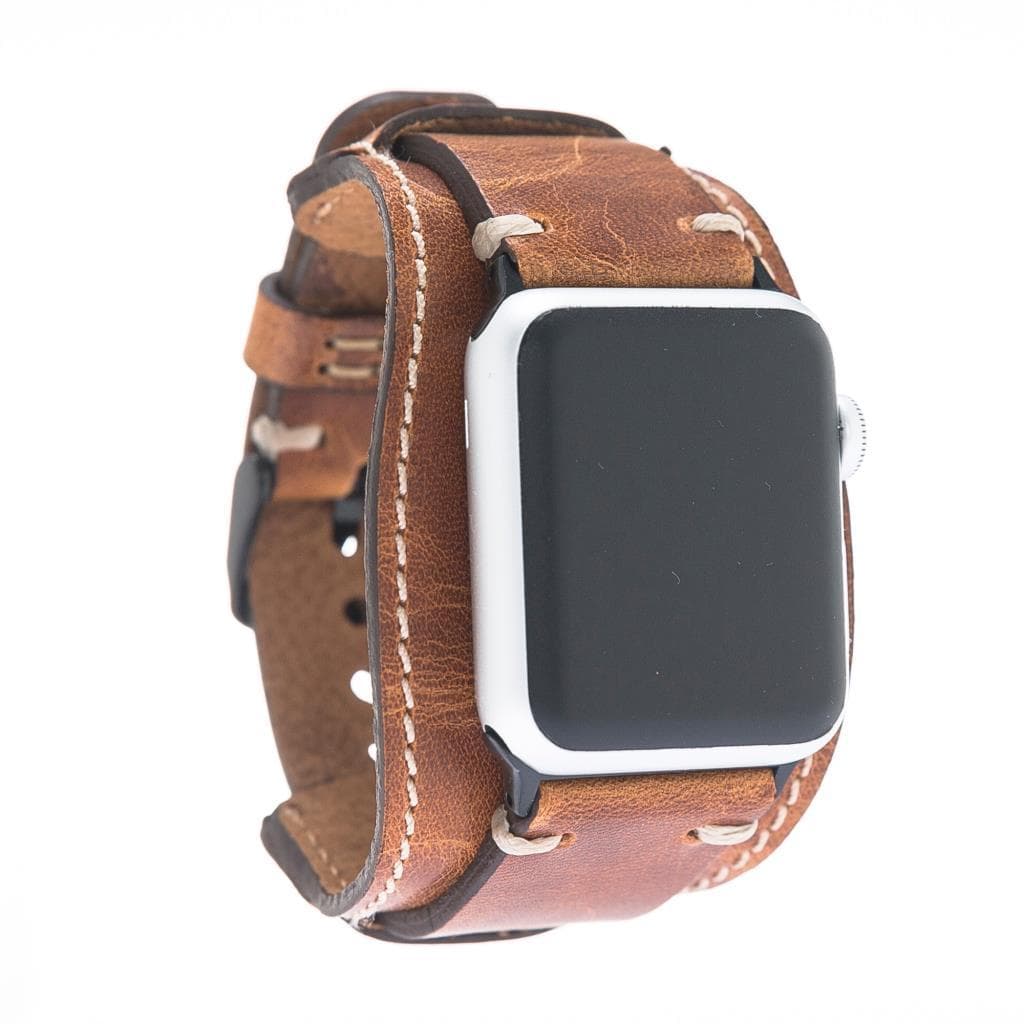 Pulsar Cuff genuine leather Apple Watch band with stainless steel hardware – compatible with Series 1 to Ultra 2