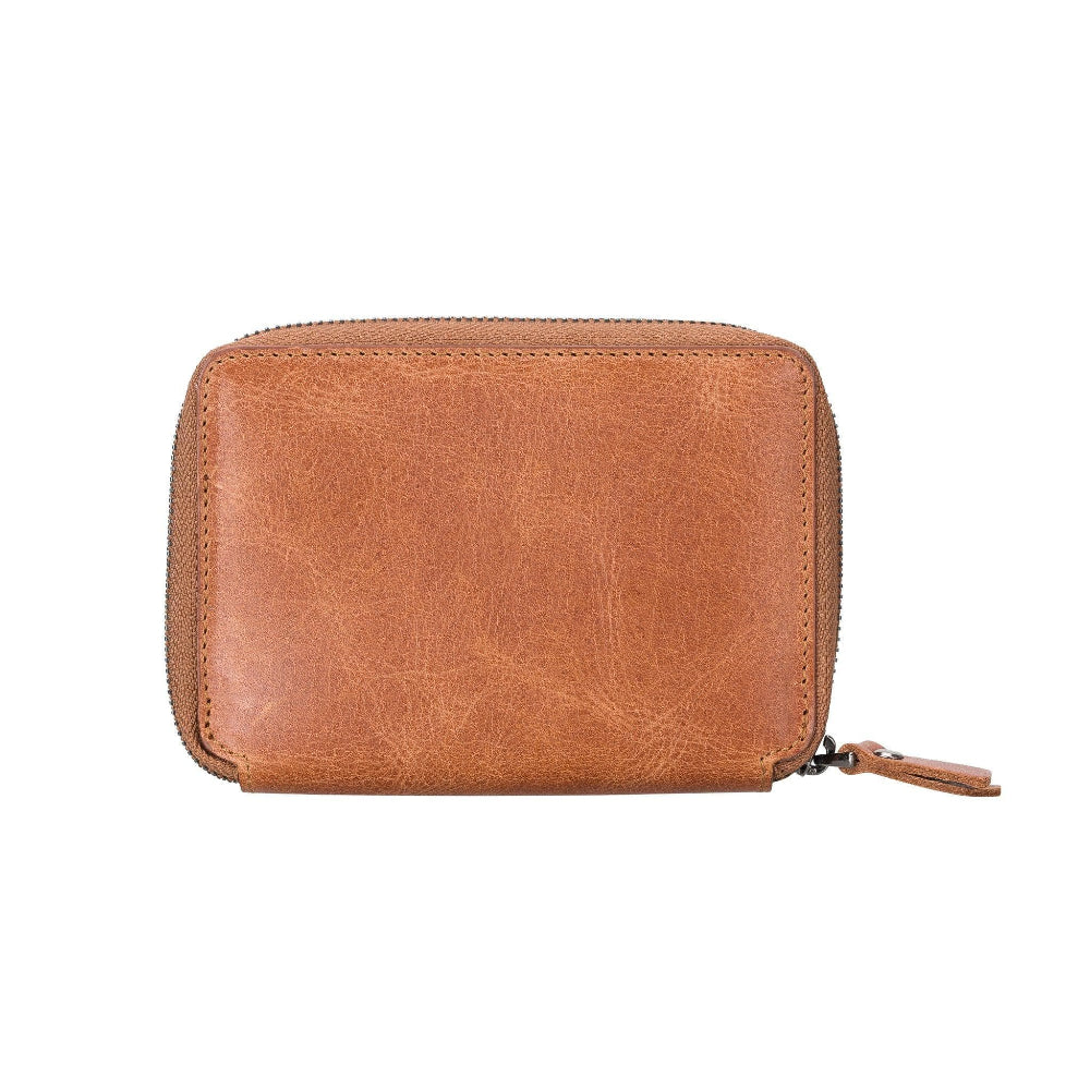 Brown leather wallet on a white background