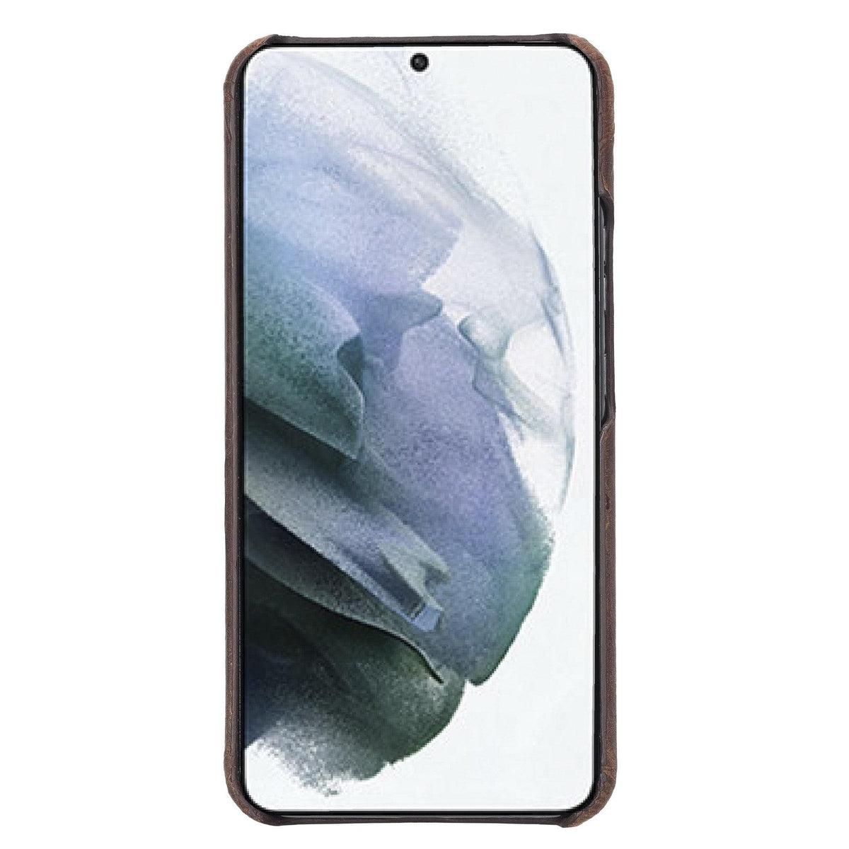 Smartphone with a clear screen protector on a white background