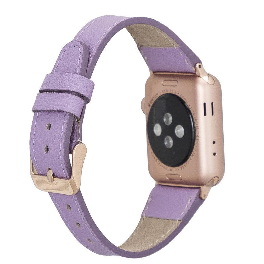 Handcrafted leather Apple Watch band with colorful options