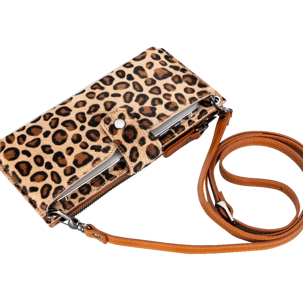 Lozan Leather Strap Crossbody Wallet for Women, up to 6.9"