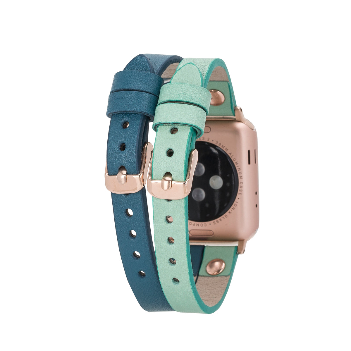 Blue Mint Leder-Armband für Apple Watch