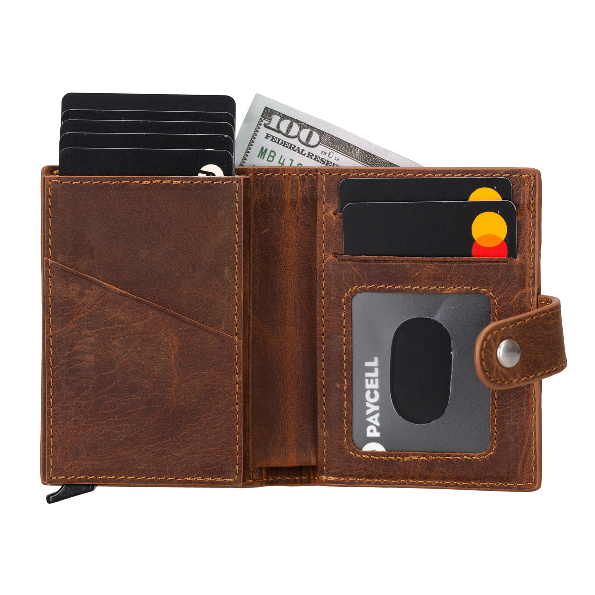 Palertag Zip Mechanical Leather Card Holder with AirTag Slot