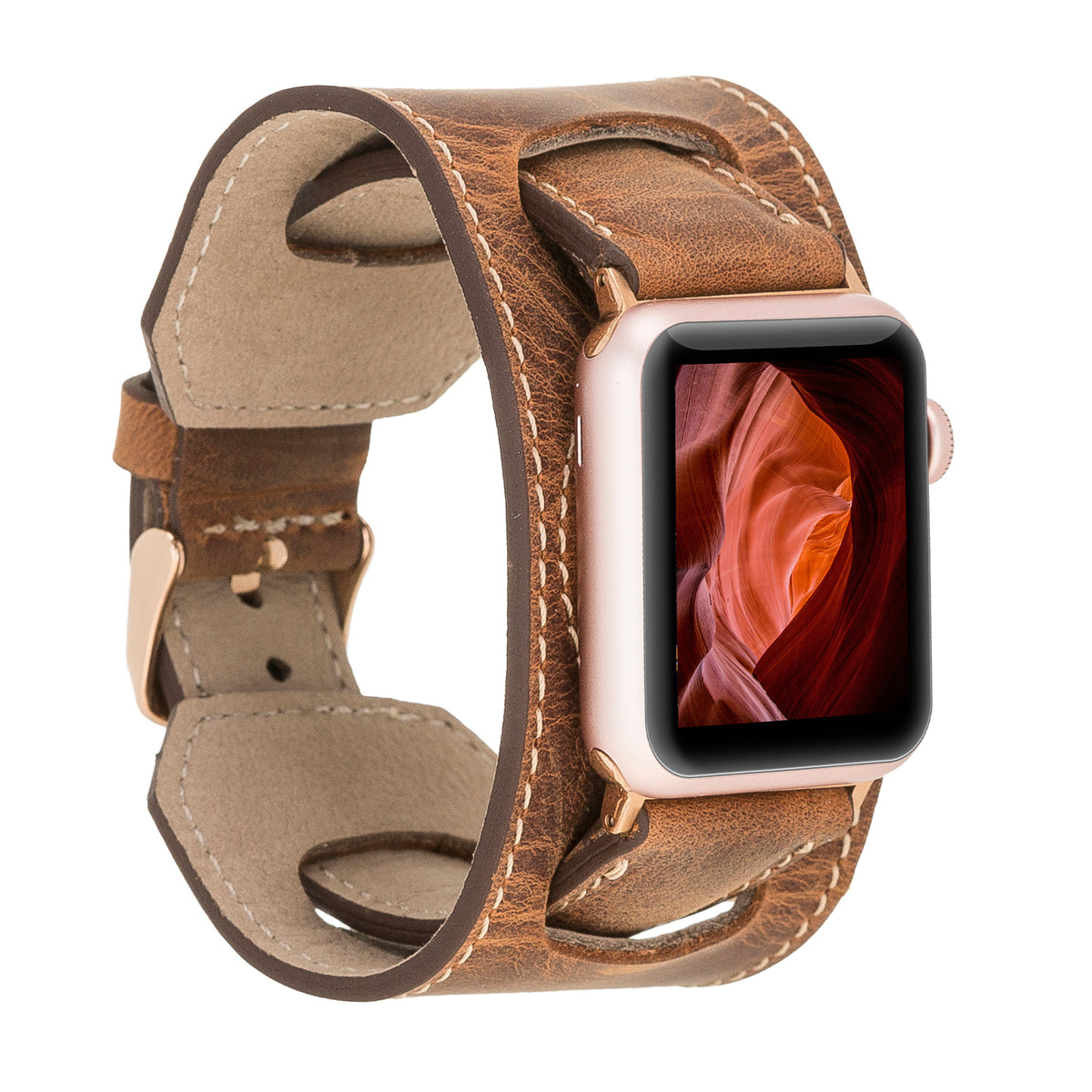 Antic Brown Cuff Leather Apple Watch Band