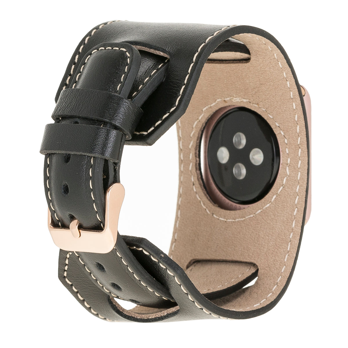 Black Cuff Leather Apple Watch Band
