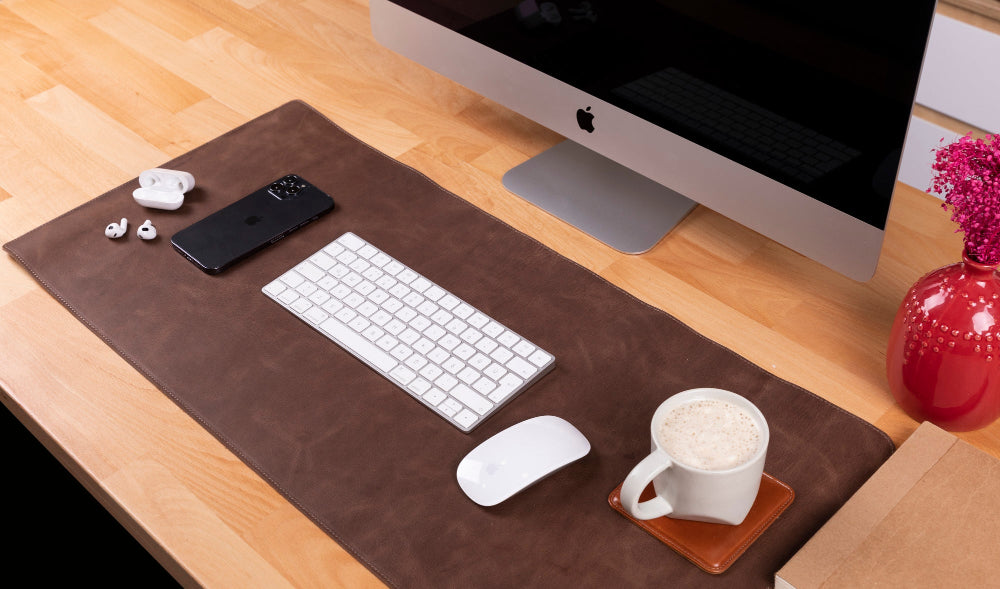 Tapis de bureau en cuir naturel Trinty (91 cm x 48 cm)