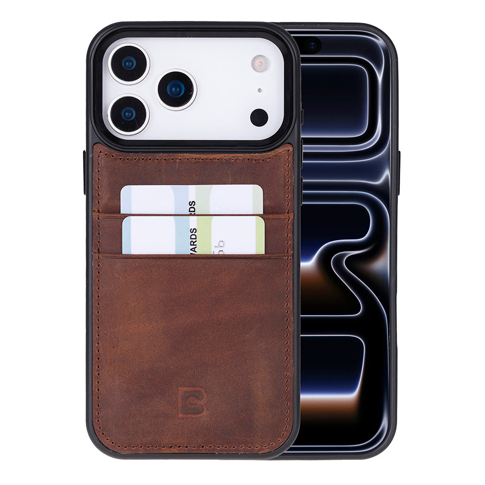 iPhone 17 pro max case with card holder and brand logo on a white background