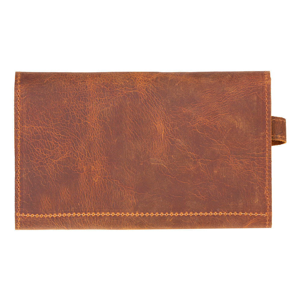 Brown leather wallet on a white background