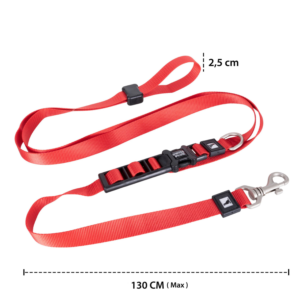 Laisse mains libres unie en polyester pour chien