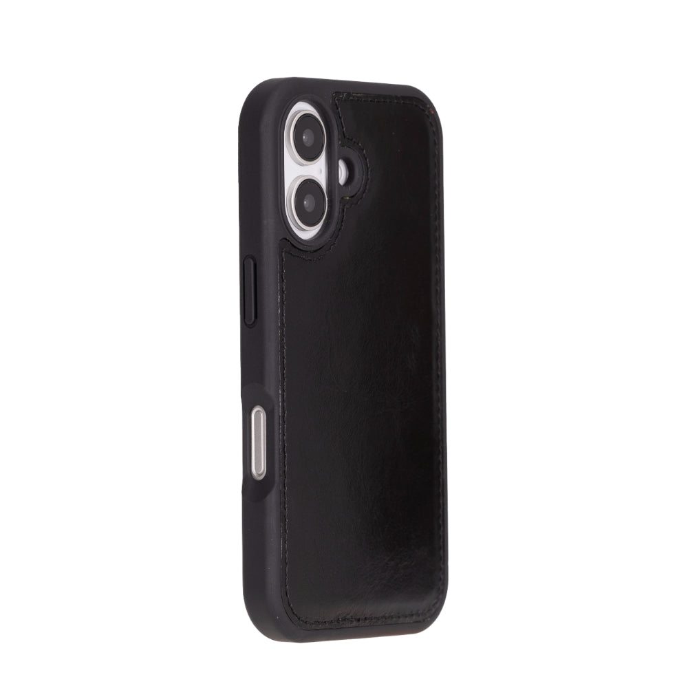 Black iphone 16 case on a white background