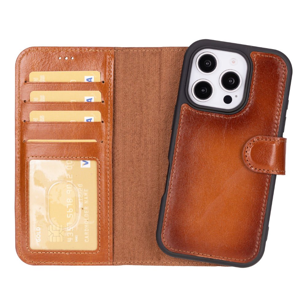 Premium detachable leather wallet case for iPhone 16 Pro Max 6.9 inch