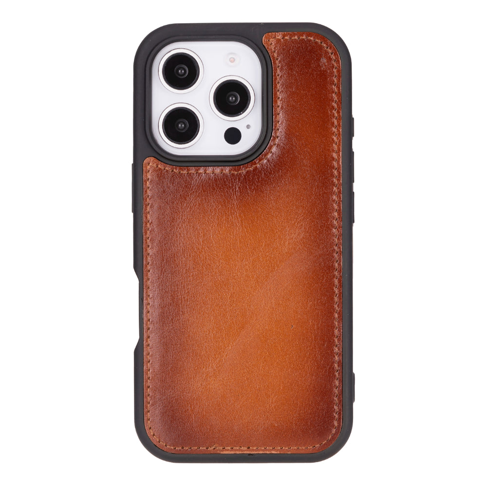 Handmade leather iPhone 16 Pro Max case with card slots and stand function