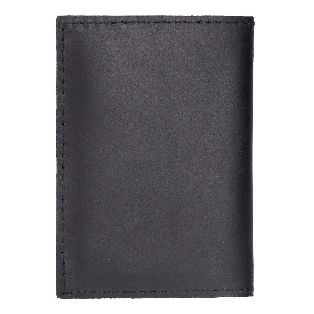 Black leather wallet on a white background