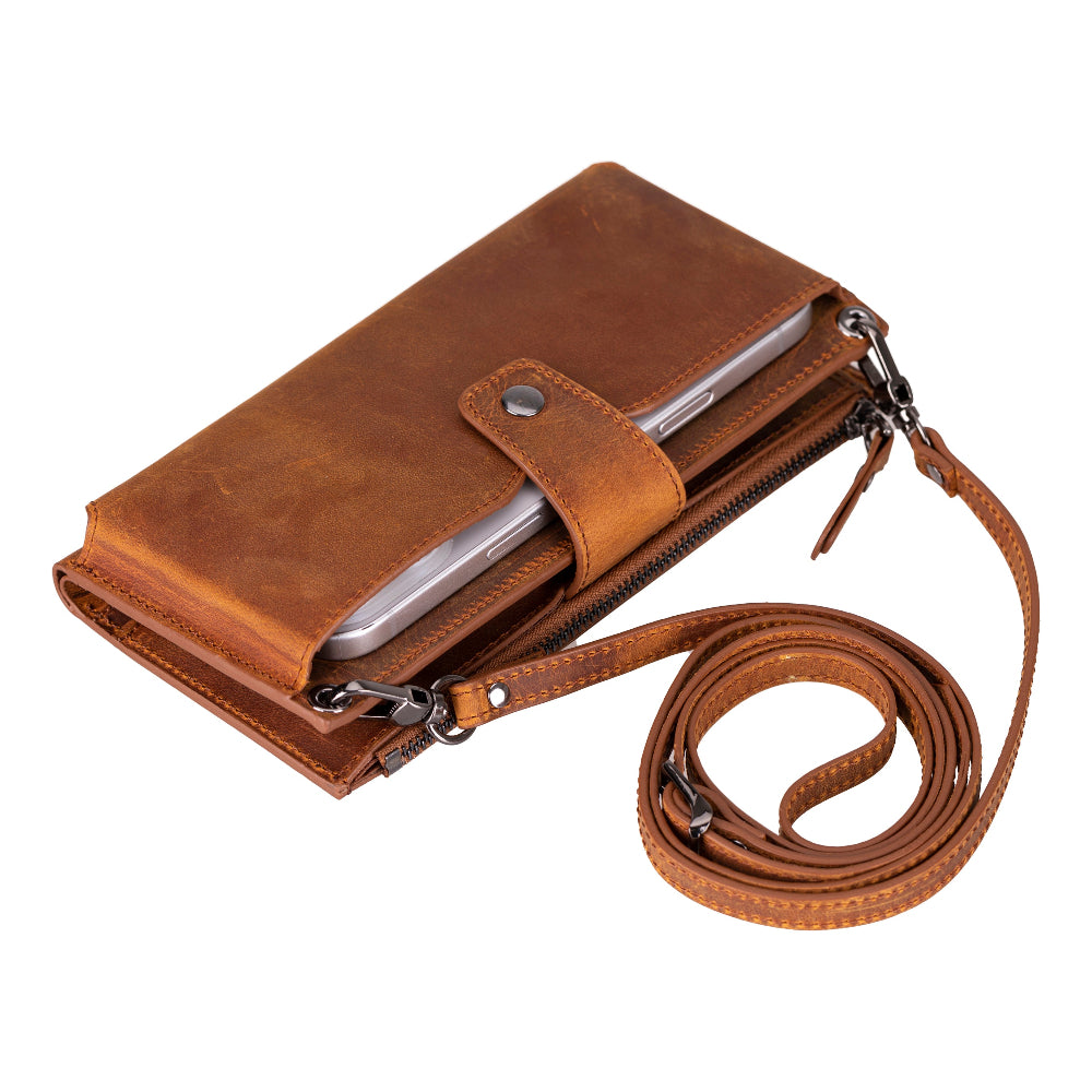 Lozan Leather Strap Crossbody Wallet for Women, up to 6.9"