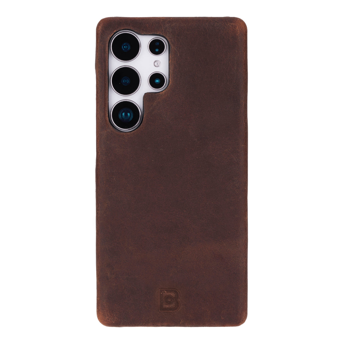 Black leather back case for Samsung Galaxy S25 Ultra with camera cutouts.
