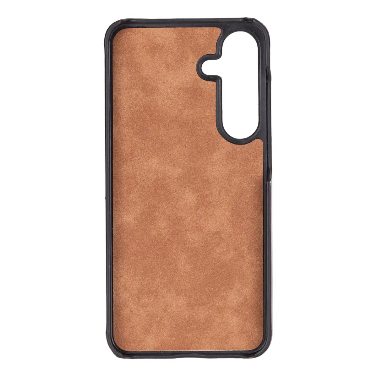 Slim handmade leather Galaxy S25 cover with wireless charging compatibility