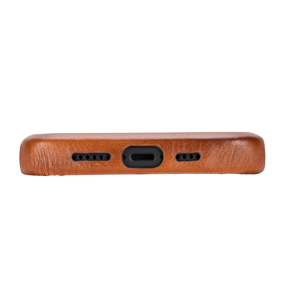 Close-up of a wooden phone case on a white background