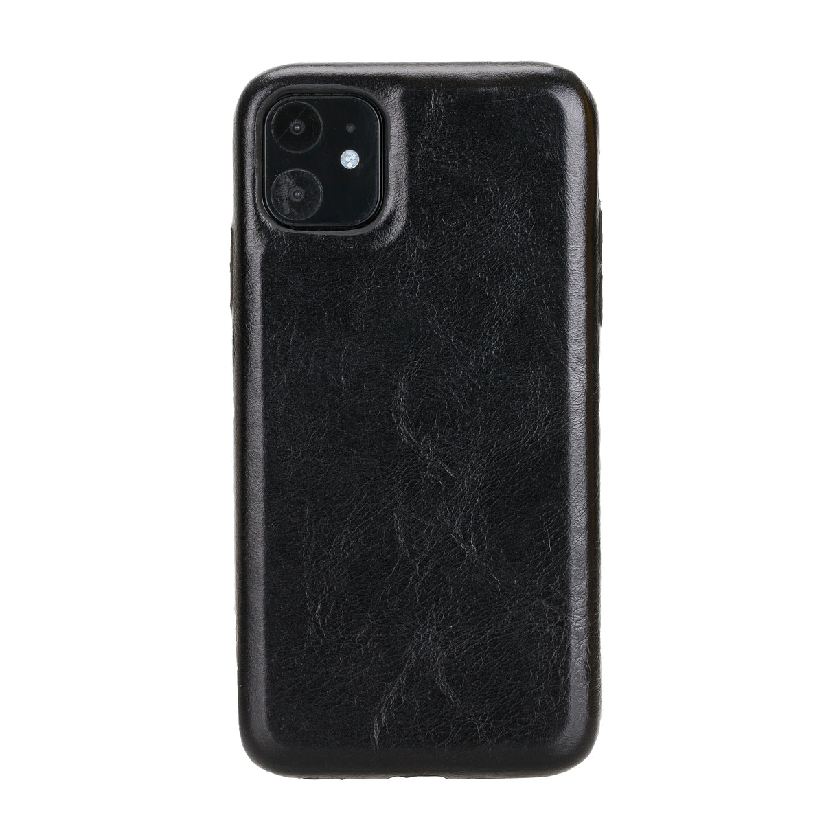 Black phone case with textured finish on a white background