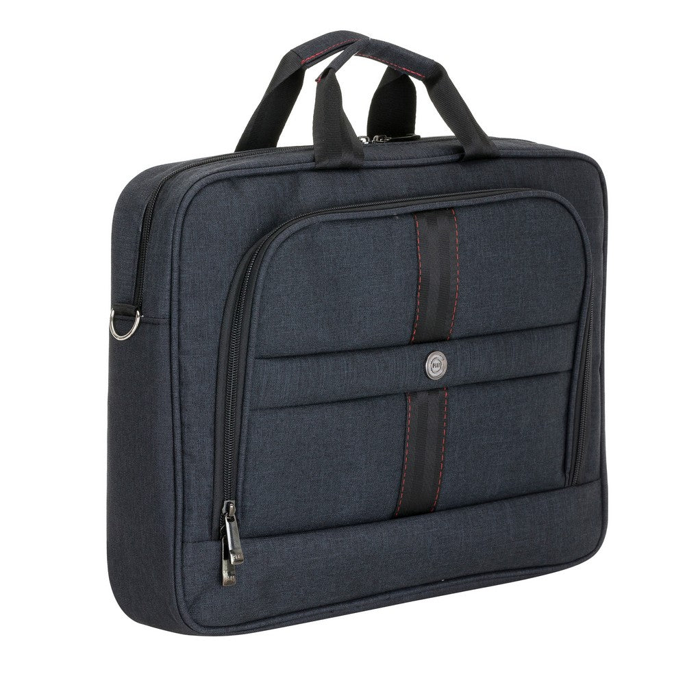 Durable notebook bag with three compartments and suitcase travel strap