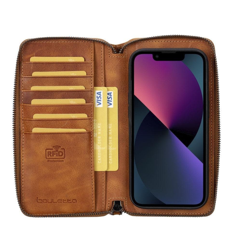 Lyon iPhone 14 Pro (6.1") Pouch Detachable and Zipper Leather Wallet Case