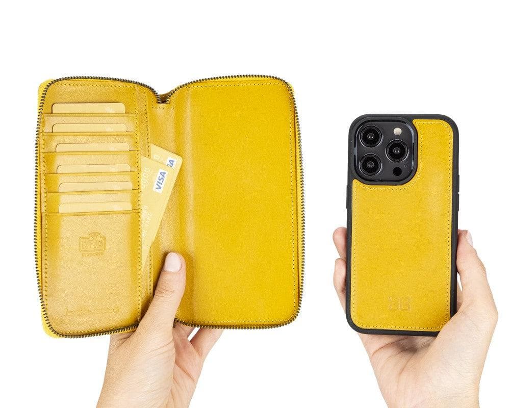 Lyon iPhone 14 Pro (6.1") Pouch Detachable and Zipper Leather Wallet Case