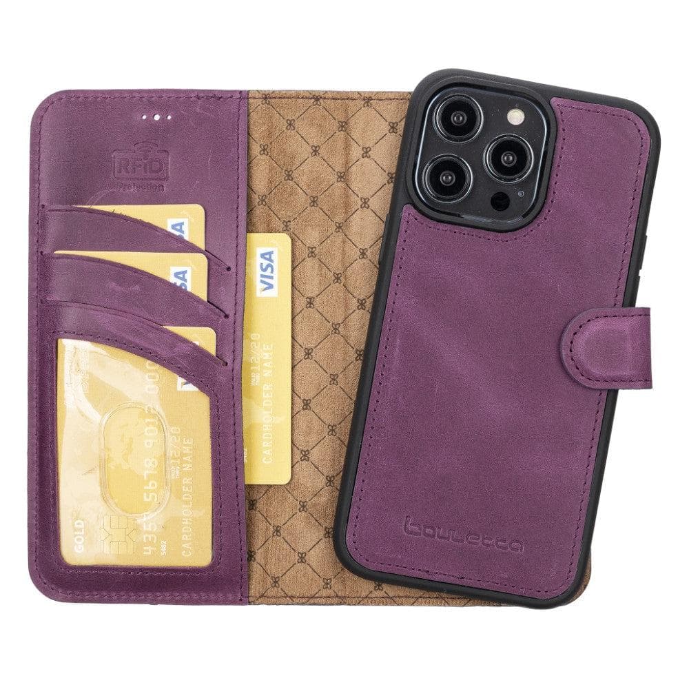 Cannes Étui portefeuille en cuir véritable pour iPhone 14 (6.1")