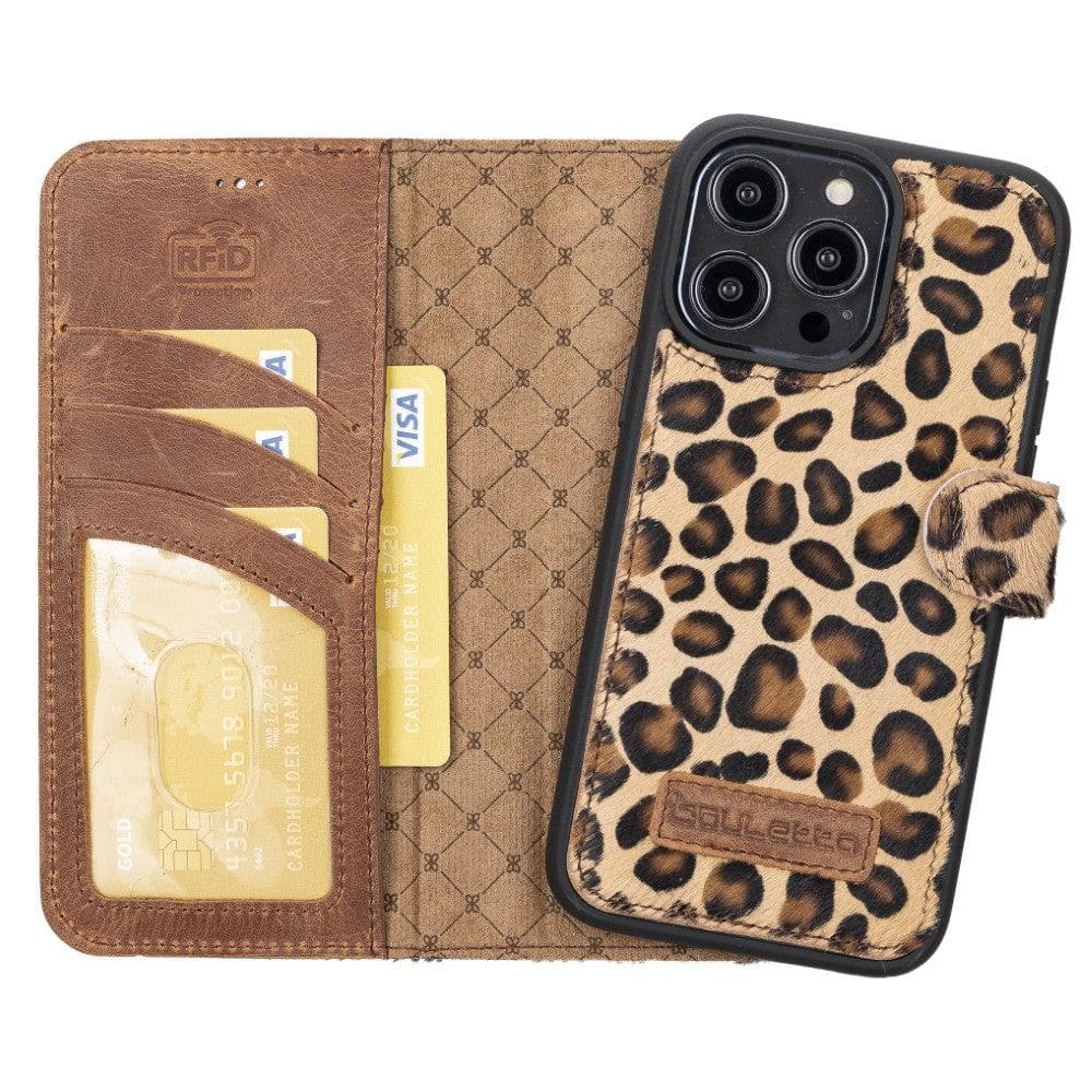 Cannes Étui portefeuille en cuir véritable pour iPhone 14 (6.1")
