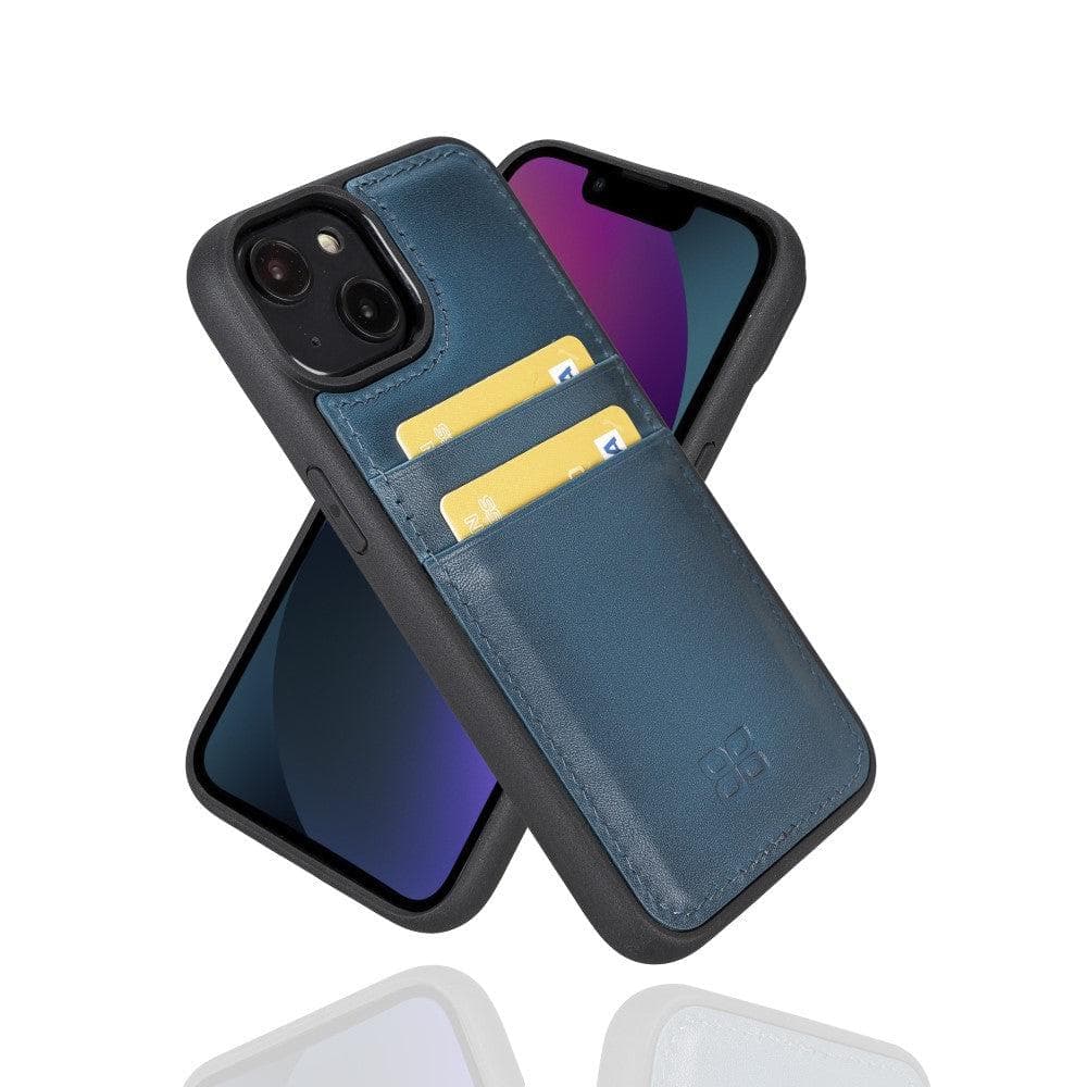 iPhone 14 Plus (6,7") Echtleder Flex Cover Back Snap On Case mit Kartenhalter 