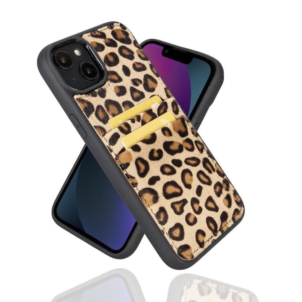 iPhone 14 Plus (6,7") Echtleder Flex Cover Back Snap On Case mit Kartenhalter 