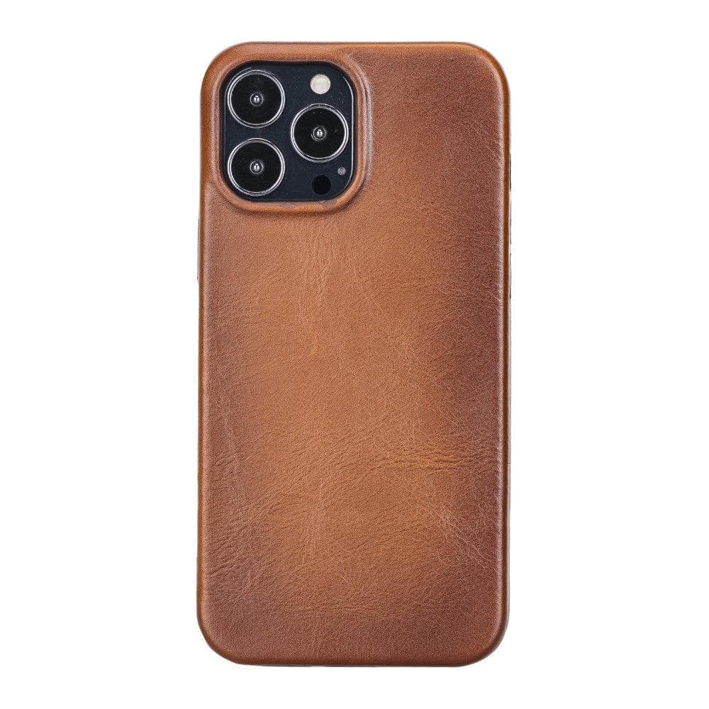 Brown phone case with a textured finish on a white background