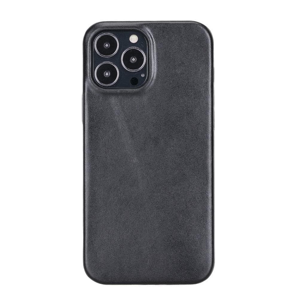 iPhone 14 Pro Max slim leather case with suede lining and wireless charging support