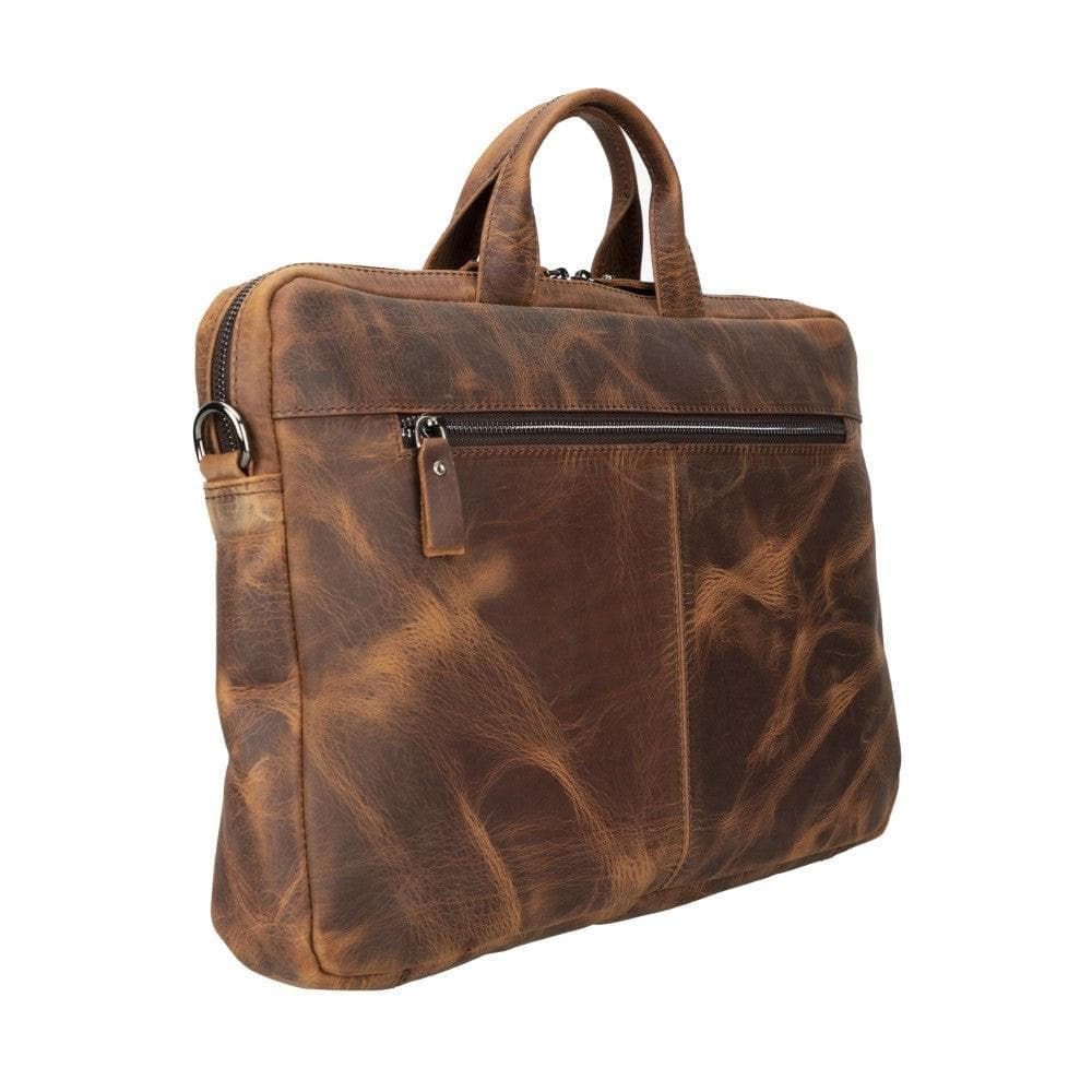 Brown leather briefcase on a white background
