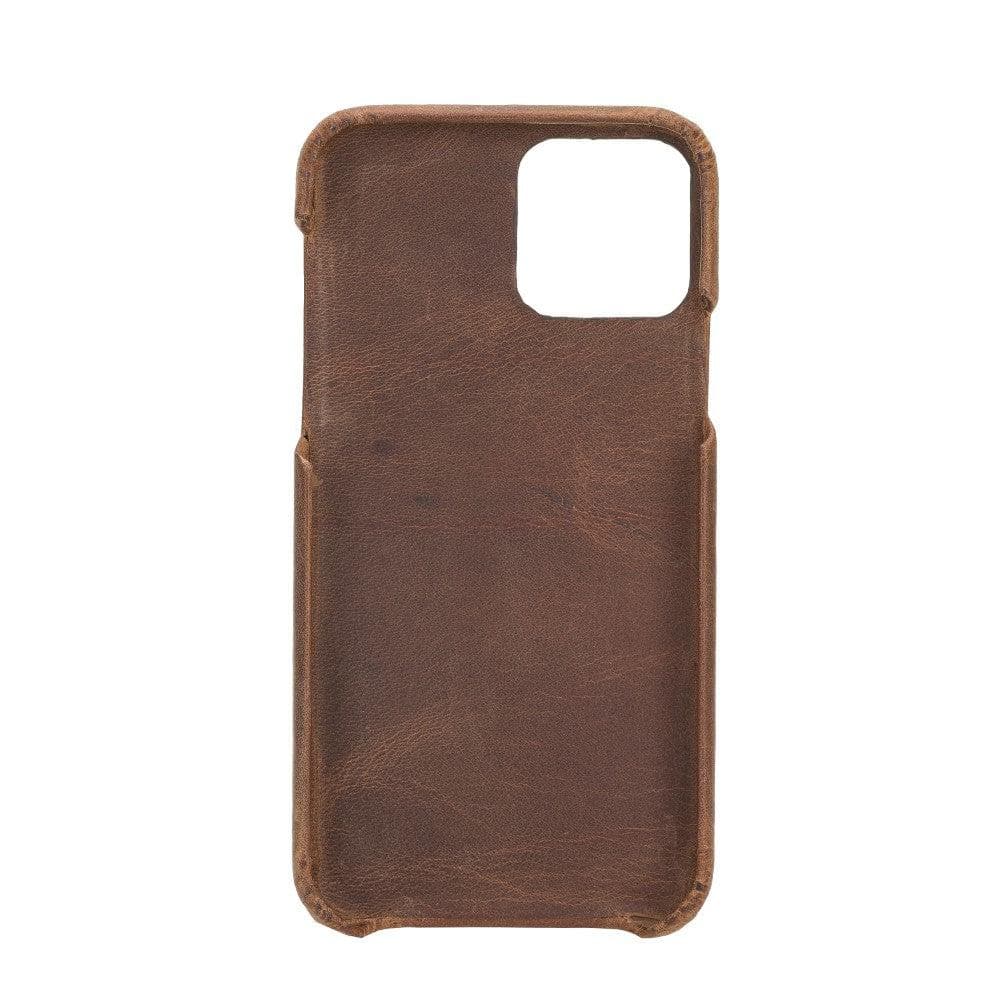 Brown leather phone case on a white background