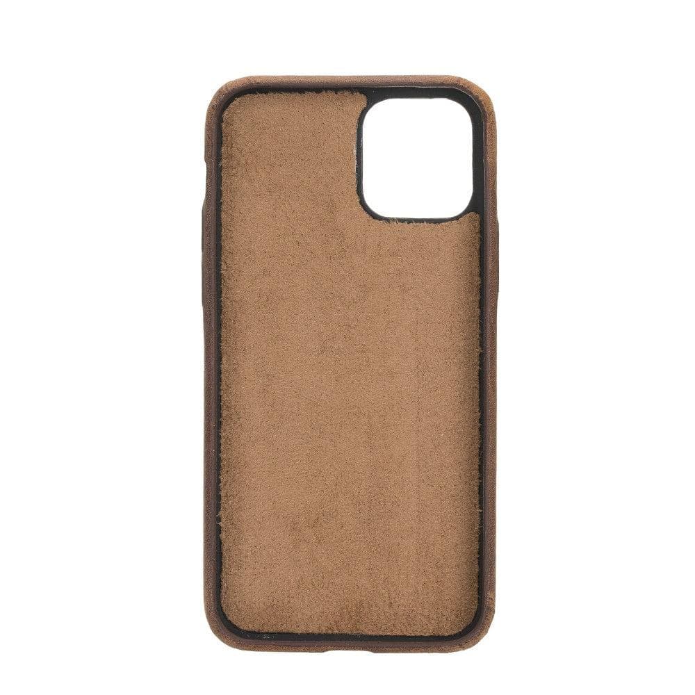 Brown phone case with black border on a white background