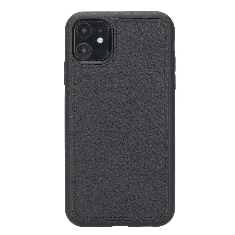 Black phone case with a textured finish on a white background