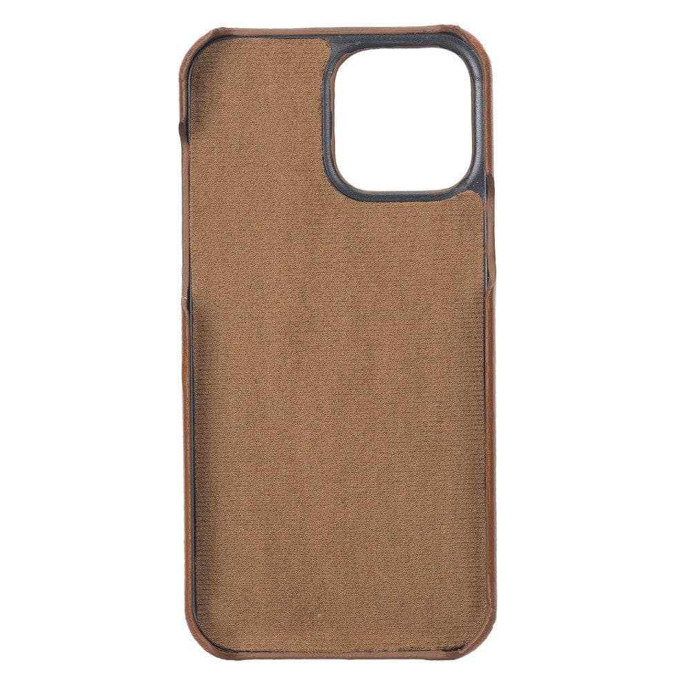 Brown phone case with black border on a white background